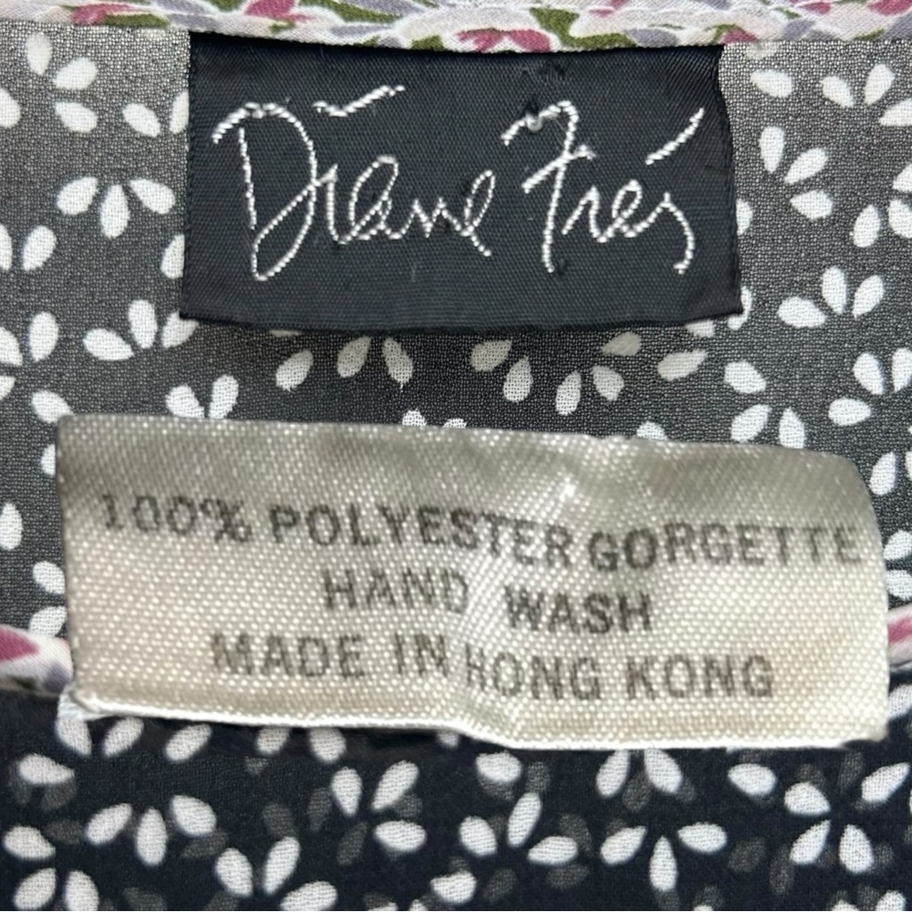 Diane Freis, Women’s Vintage Floral Midi Dress, Ruffle, Black One-Size / X-Large - Picture 6 of 17